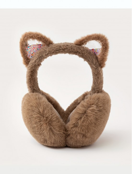 Colorful Sequins Cat Ears Plush Earmuff